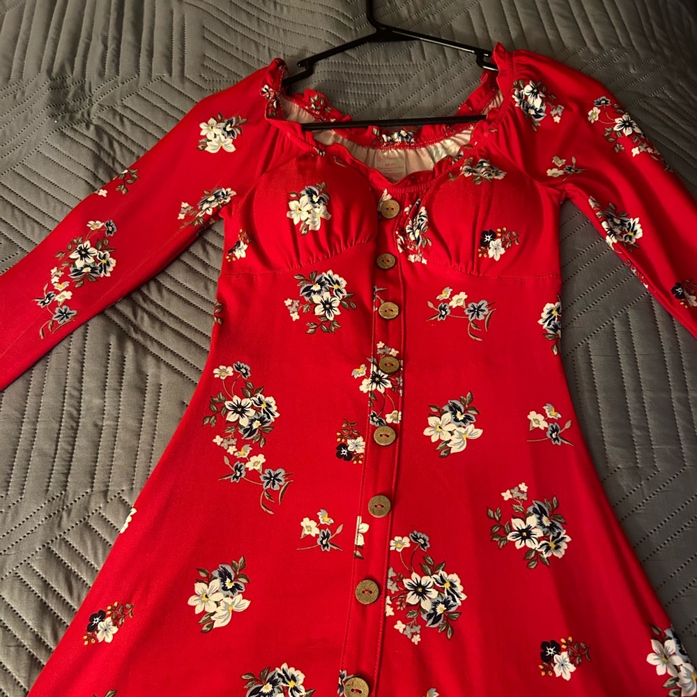 Red long sleeve dress